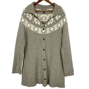 American Living Large Gray Shawl Collar Cardigan Sweater Ralph Lauren Fair Isle